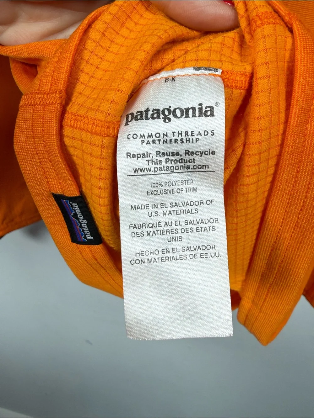 Patagonia Men’s Capilene Thermal Weight Zip-Neck Orange Grid Fleece Pullover M